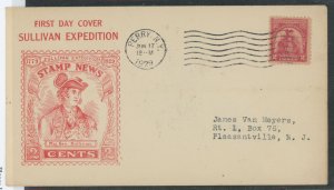 US 657 1929 2c Sullivan Expedition on an addressed first day cover with a Roessler cachet with a Perry, NY cachet.