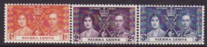 Sierra Leone-Sc#170-2- id9-unused og NH KGVI coronation set-Omnibus-rainbow eff