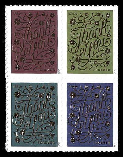 PCBstamps    US #5519/5522a Block $2.20(4x{55c})Thank You, MNH, (2)