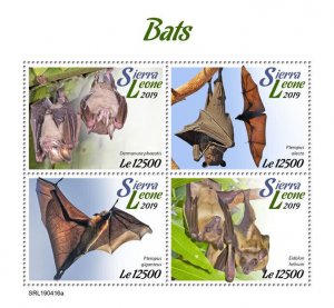 Sierra Leone 2019 MNH Wild Animals Stamps Bats Flying Fox Bat Mammals 4v M/S