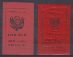 PERU 1935-40 ARMS TWO CHOICE OFFICIAL SEALS MNH F,VF