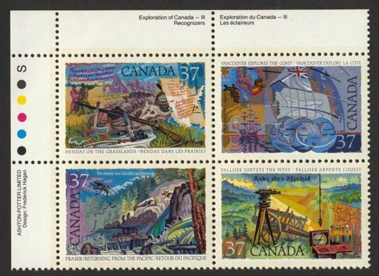 Canada 1202a TL Block MNH Explorers, Ship, Map, Flag, gun