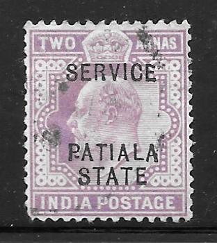 India Patiala O22: 2a Edward VII, used, F-VF