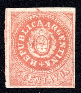 Argentina 1864 5c stamp # 7H MNG CV $225