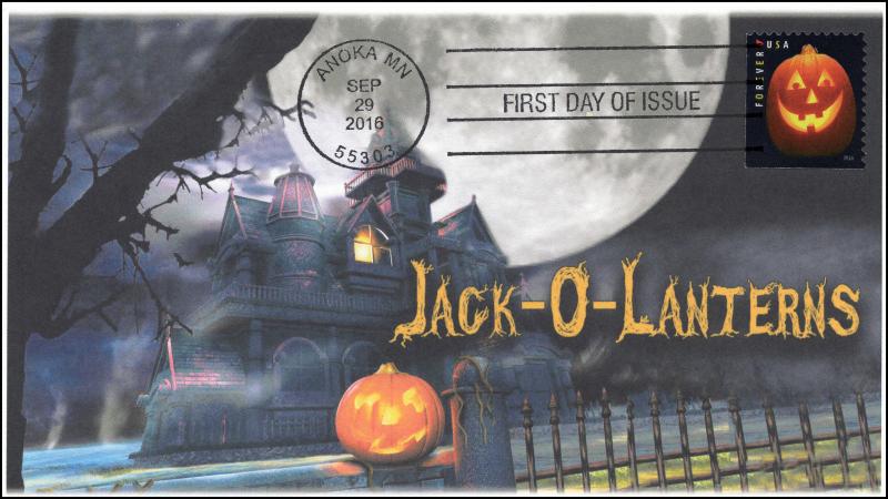 2016,  Jack O Lanterns, Halloween, Pumpkins, Pictorial Postmark, FDC, 16-293