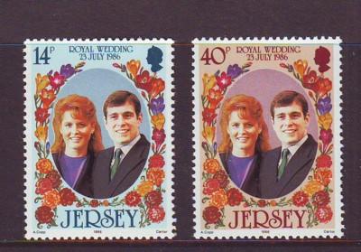 Jersey  Sc 404-5 1986 Royal Wedding Pr Andrew stamps mint NH