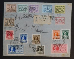 1930 Vatican Registered Cover To Mainz Germany Sc# 1-13 E1-2