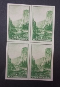 US Scott 756 1c Yosemite Centerline Cross Stamp Block MINT MH NGAI T6708