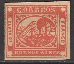 Argentina - Buenos Aires; 1858: Sc. # 4: */MH Single Stamp