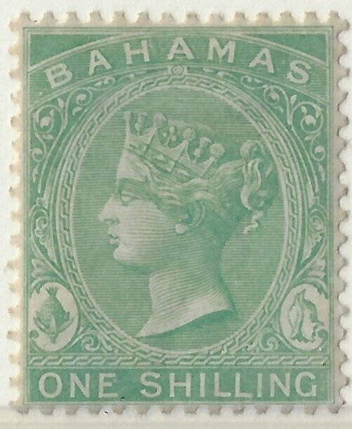 Bahamas 1863 QV 1/ green sg 39/Sc19,  wmk CC p 14, MH OG, VF, CV £120(a1156