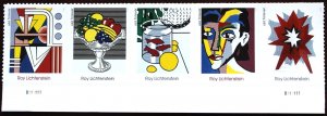 U.S.#5792-96 (5796b) Roy Lichtenstein 63c FE Plate Strip of 5, MNH. P# B111111