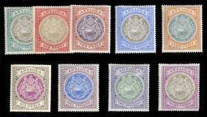 Antigua #21-29 Cat$273.75, 1903 Seal of the Colony, 1/2p-2sh6p, hinged, some ...