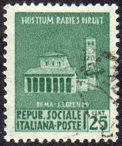 Italy (ISR) 19 - Used - 25c Basilica of San Lorenzo (Rome) (1944) (cv $0.,60)