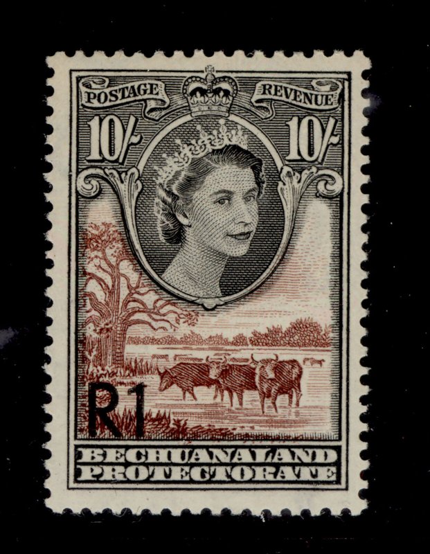 BECHUANALAND PROTECTORATE QEII SG167a, 1r on 10s NH MINT. Cat £32.