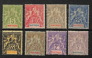 Martinique 1899, Definitives 8v, Unused (hinged)