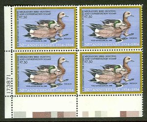 US #RW51 $7.50 Wigeon, Plate Block of 4, NH, VF, Scott $50.00