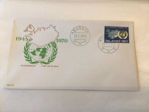 Iceland 1970 Anniversary of United Nations first day cover Ref 60405