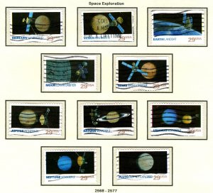 SC# 2568-77 - (29c) - Space Exploration - USED set of 10