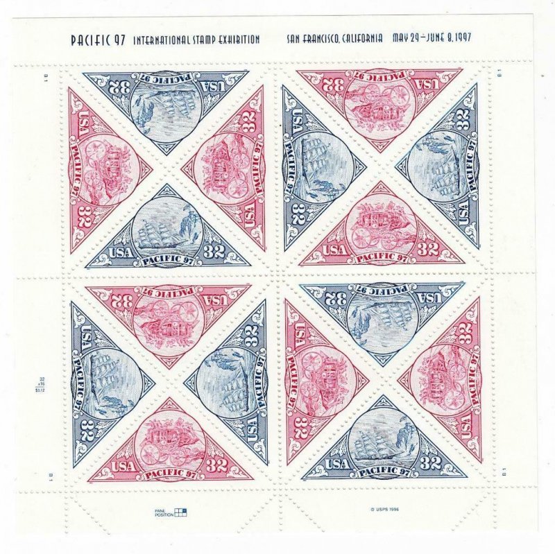 U.S.A. # PACIFIC 97 STAMP EXPOSITION 32cts  SOUVENIR SHEET/FACE VALUE /PO FRESH