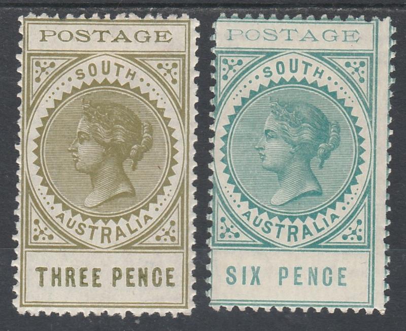 SOUTH AUSTRALIA 1902 QV THIN POSTAGE 3D AND 6D  