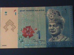 MALAYSIA-2010-24 KARAT GOLD REPLICA $1 RINGGIT BANK NOTE-WITH CERIFICATE VF