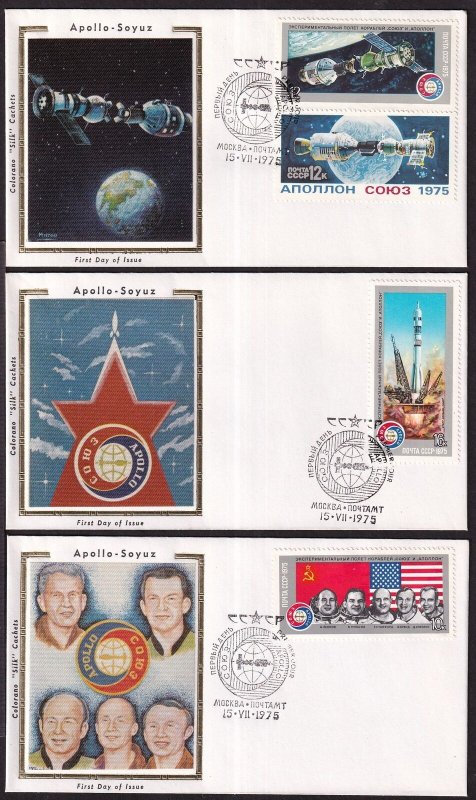 1975 Apollo-Soyuz Russia Sc 4439-40 4341 4338 set of 3 Colorano cachets