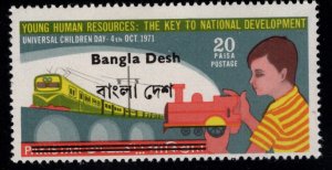 Bangladesh Hand stamped Pakistan stamp for use in Bangladesh, Train stamp