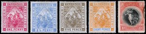 Barbados Scott 81, 84, 85, 87, 142 (1897, 1920) Mint/Used HH F-VF, CV $96.75 C