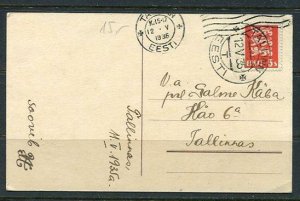 Estonia Eesti 1935 Postal card Tallin Happy Birthday 6540