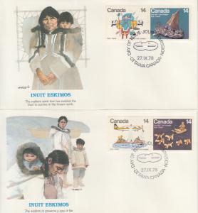 1978 Canada Inuit Artists Works   (Scott 769-72) 2 Fleetwood FDC