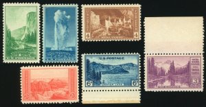 US Sc 740-45 F-VF/MNH - 1934 1¢ to 6¢ National Parks - See scans