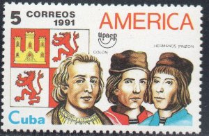 CUBA Sc# 3353 AMERICA - DISCOVERY explorers 5c  1991  MNG