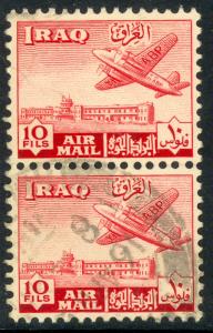 IRAQ 1949 10f BASRA AIRPORT Airmail Issue Pair Sc C4 VFU