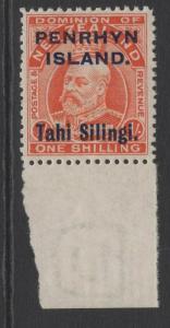 PENRHYN ISLAND SG23 1914 1/- VERMILION MNH