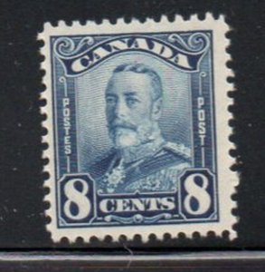 Canada  Sc 154 1928 8 c blue George V scroll issue stamp mint