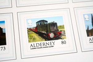 COLOR PRINTED ALDERNEY 1983-2018 STAMP ALBUM PAGES (80 illustrated pages)