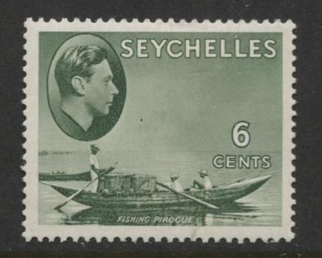 Seychelles - Scott 129b - KGVI Definitive -1941 -MLH - Single 6c Stamp