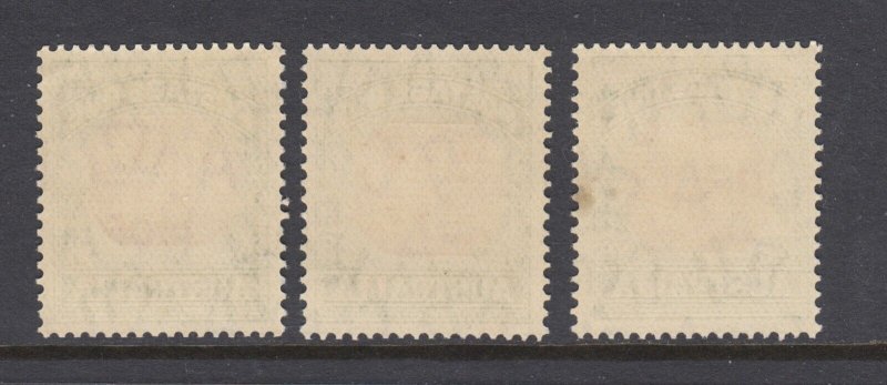 Australia Sc J65, J66, J68 MNH. 1938 Postage Dues, 3 diff, 4p has small stain