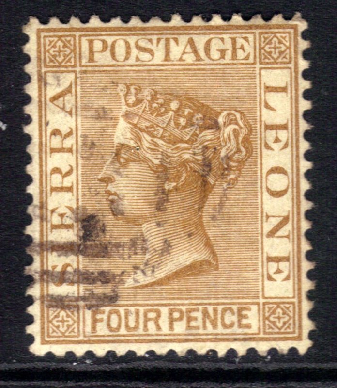 Sierra Leone 1884 - 91 QV 4d Brown used SG 33  ( G905 )