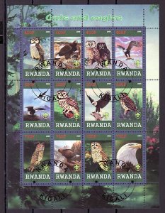 Rwanda, 2009 Cinderella issue. Eagles & Owls sheet. Canceled.