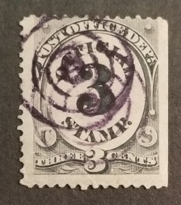 US Scott O108 Used 3c Official Stamp BOB Back of Book z4666 