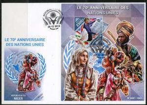 NIGER 2015 70th ANNIVERSARY OF THE UNITED NATIONS SOUVENIR SHEET FDC