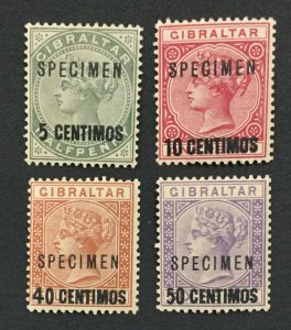 MOMEN: GIBRALTAR SG #15s-16s,19s-20s SPECIMEN 1889 MINT OG NH LOT #191839-370