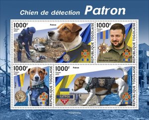 TOGO - 2022 - Detection Dog. Patron  - Perf 4v Sheet - Mint Never Hinged