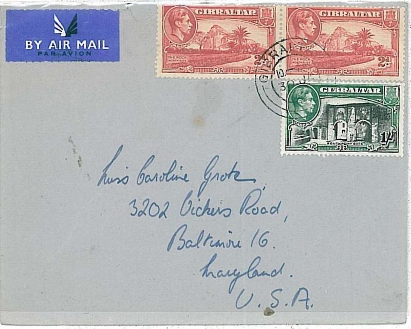 POSTAL HISTORY - GIBRALTAR : cover to the USA