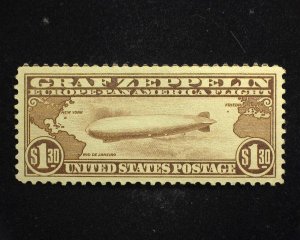 HS&C: Scott #C14 1.30 Graf Zeppelin Fresh and choice large margin stamp. XF MLH