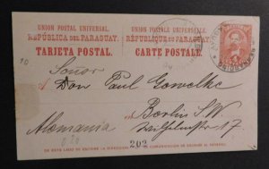 1900s Postcard Cover San Bernardino Paraguay to Berlin Germany