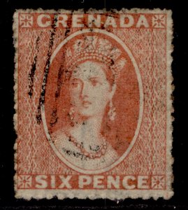 GRENADA QV SG7, 6d orange-red, USED. Cat £16.