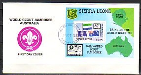 Sierra Leone, Scott cat. 928. Australian Jamboree s/sheet. First Day Cover.