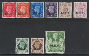 Great Britain Offices Middle East Forces 1942 Overprints Scott # 1 - 9 MNH/MH